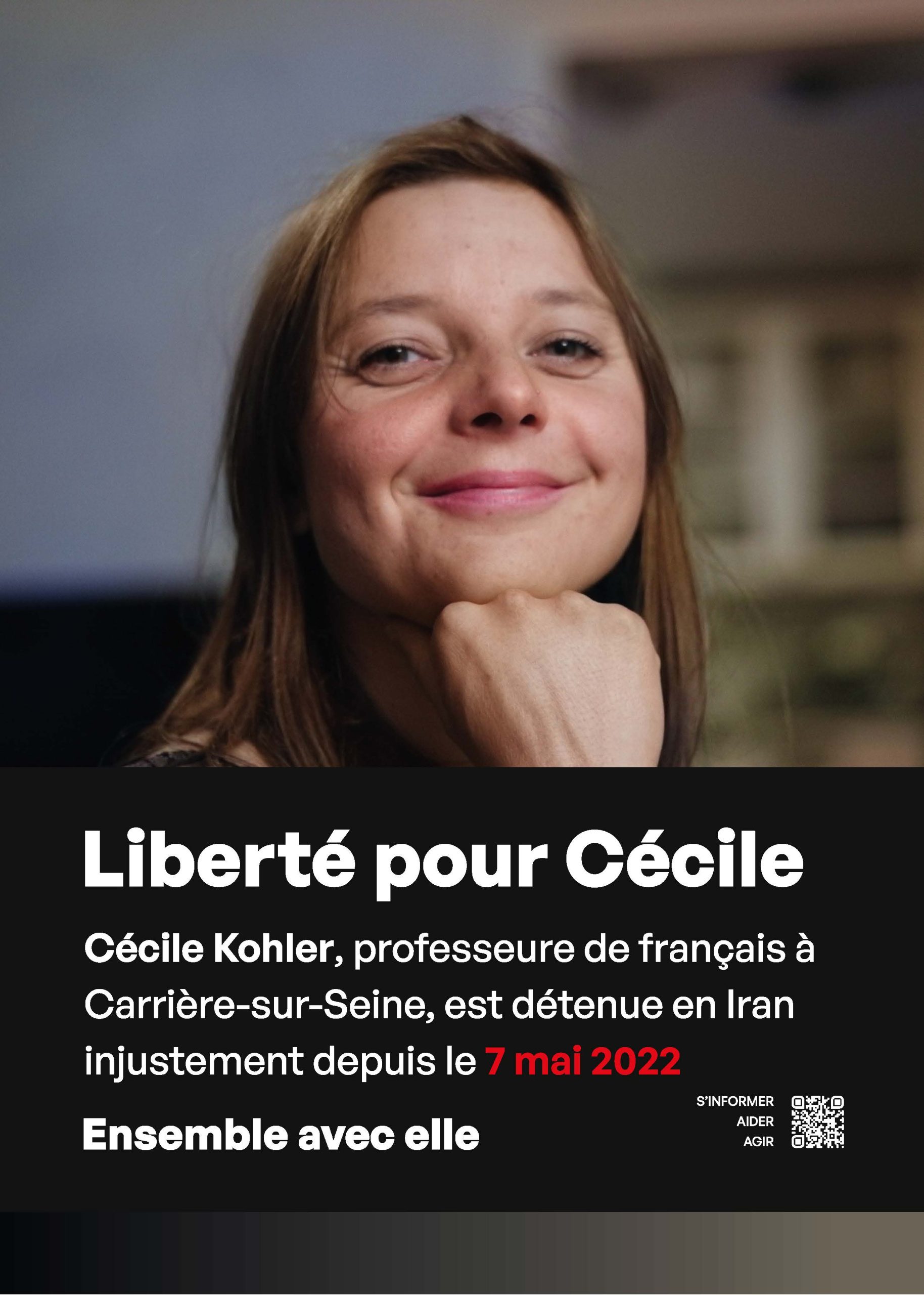 Liberté pour Cécile Kohler, professeur de lettres à Carrières-sur-Seine, otage en Iran depuis le 7 mai 2022 !