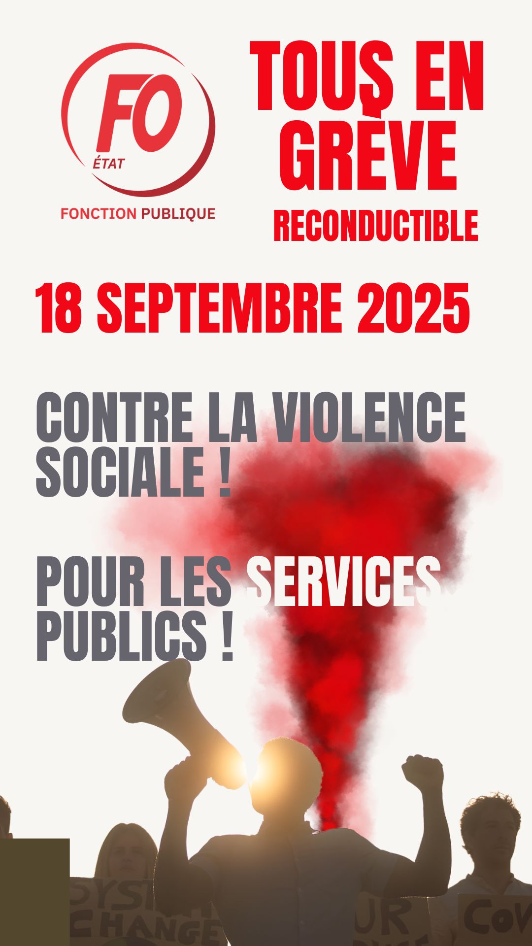 18 septembre 2025 : TOUS en grève RECONDUCTIBLE contre la violence sociale et pour les services publics