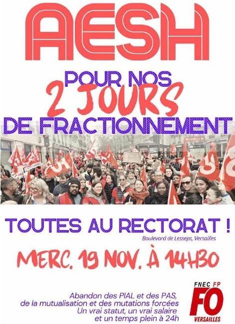 Appel à manifester pour les AESH du Val d’Oise